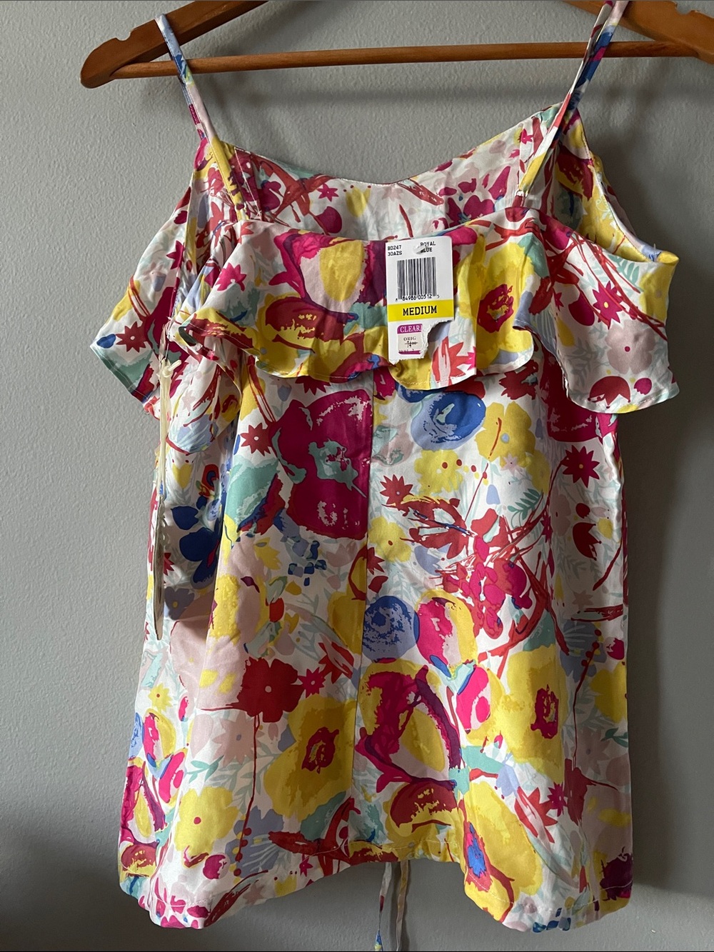 Y2K Silk New Floral Cold-Shoulder Spaghetti Strap Top